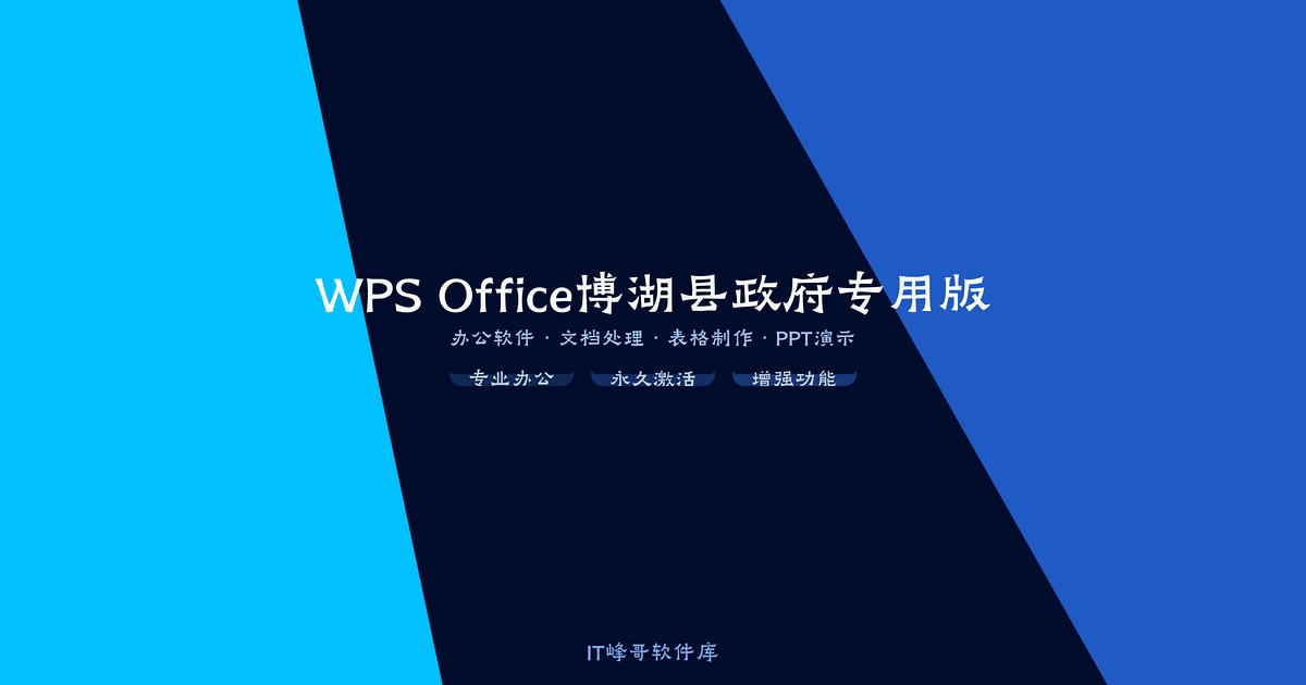 WPS Office 2019 博湖县政府专用版 政务办公专属定制 - IT峰哥软件库