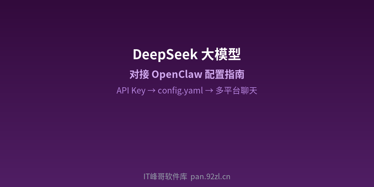 DeepSeek 对接 OpenClaw 配置指南 - IT峰哥软件库