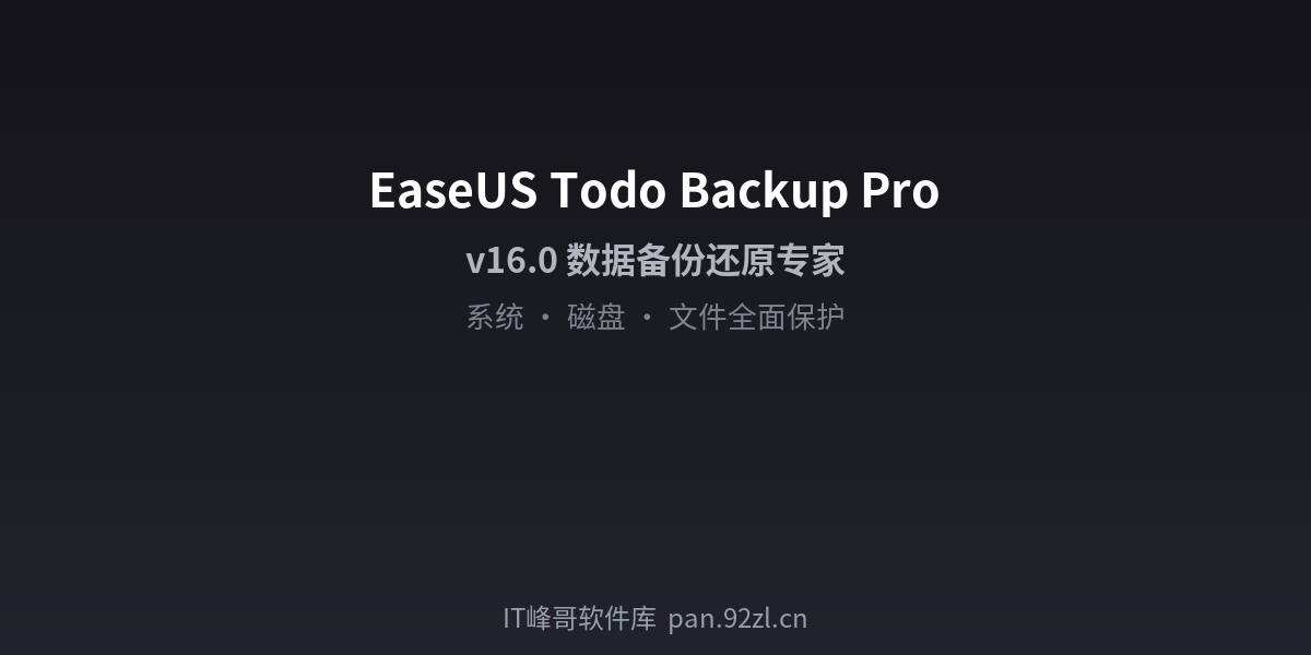 EaseUS Todo Backup Pro - v16.0 数据备份还原专家 - IT峰哥软件库