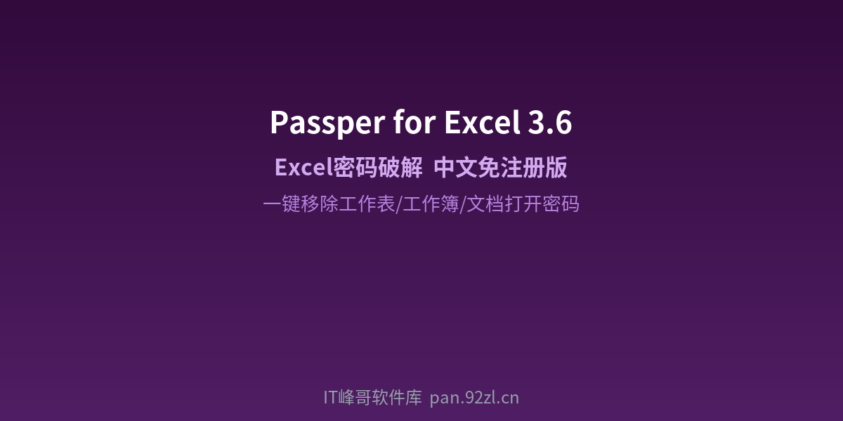 Passper for Excel 3.6 密码破解工具 - IT峰哥软件库