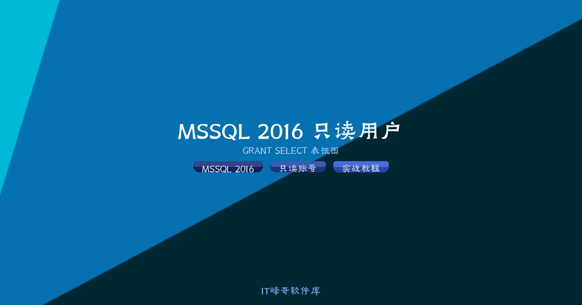 MSSQL 2016 添加只读用户与 GRANT SELECT 权限实战